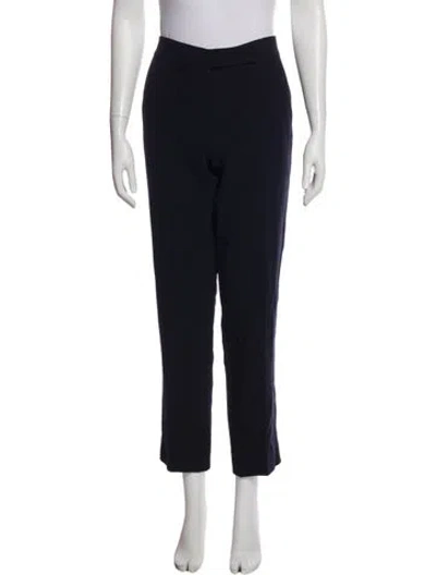 Pre-owned Max Mara Virgin Wool Straight Leg Pants In Blue