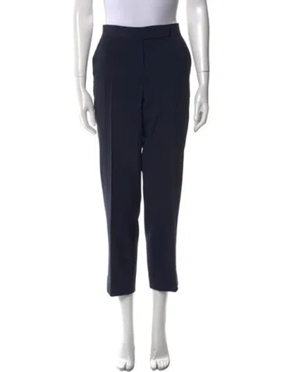 Pre-owned Max Mara Virgin Wool Straight Leg Pants In Blue