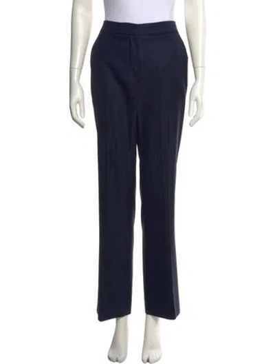 Pre-owned Max Mara Virgin Wool Straight Leg Pants In Blue
