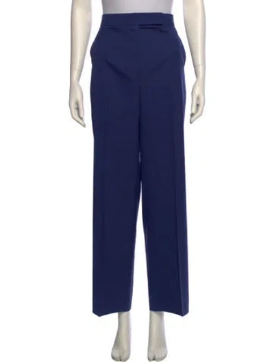 Pre-owned Max Mara Virgin Wool Straight Leg Pants In Blue