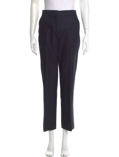 Pre-owned Max Mara Virgin Wool Straight Leg Pants In Blue