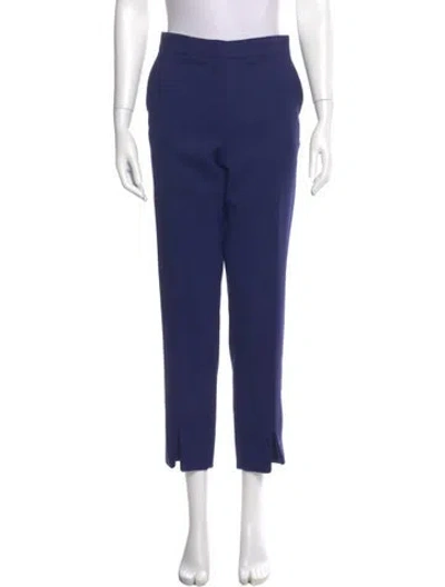 Pre-owned Max Mara Virgin Wool Straight Leg Pants In Blue