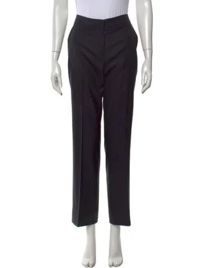 Pre-owned Max Mara Virgin Wool Straight Leg Pants In Blue