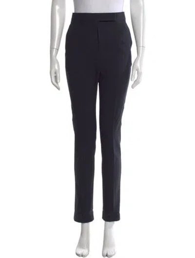 Pre-owned Max Mara Virgin Wool Straight Leg Pants In Blue