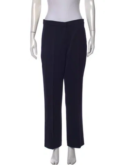 Pre-owned Max Mara Virgin Wool Straight Leg Pants In Blue