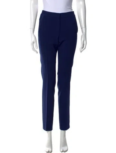 Pre-owned Max Mara Virgin Wool Straight Leg Pants In Blue