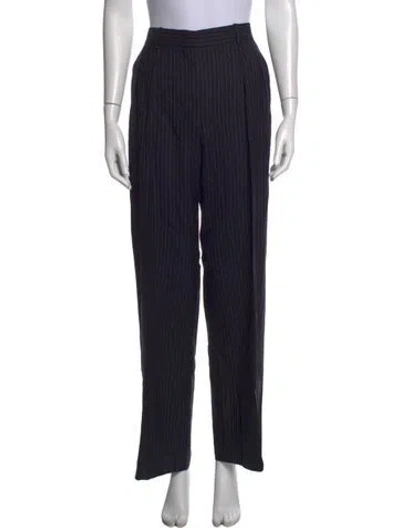 Pre-owned Max Mara Virgin Wool Straight Leg Pants In Blue