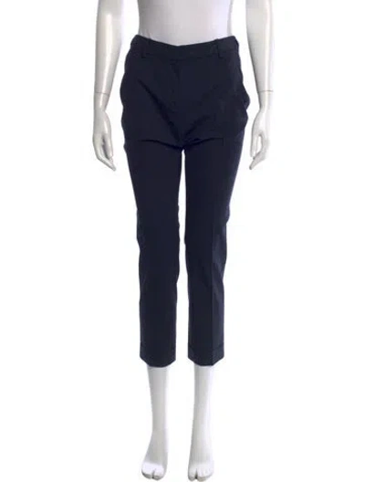 Pre-owned Max Mara Virgin Wool Straight Leg Pants In Blue