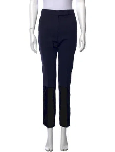 Pre-owned Max Mara Virgin Wool Straight Leg Pants In Blue