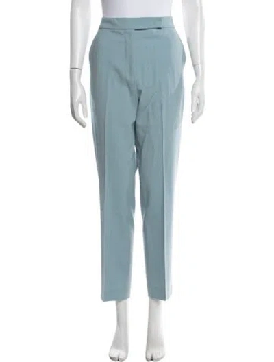 Pre-owned Max Mara Virgin Wool Straight Leg Pants In Blue