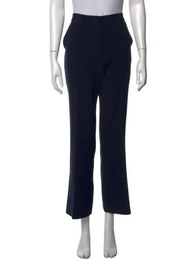 Pre-owned Max Mara Virgin Wool Straight Leg Pants In Blue