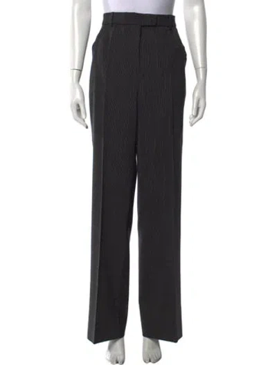 Pre-owned Max Mara Virgin Wool Straight Leg Pants In Blue
