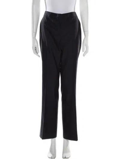 Pre-owned Max Mara Virgin Wool Straight Leg Pants In Blue