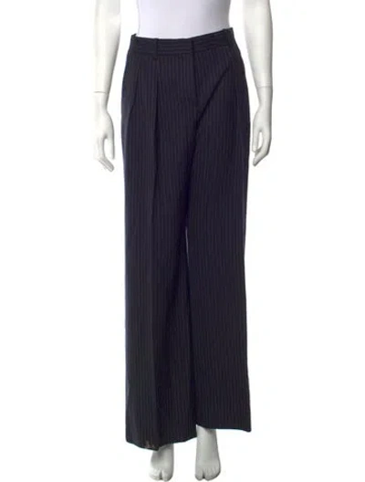Pre-owned Max Mara Virgin Wool Straight Leg Pants In Blue