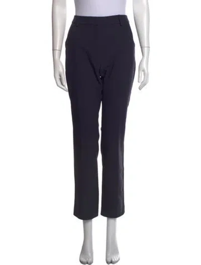 Pre-owned Max Mara Virgin Wool Straight Leg Pants In Blue