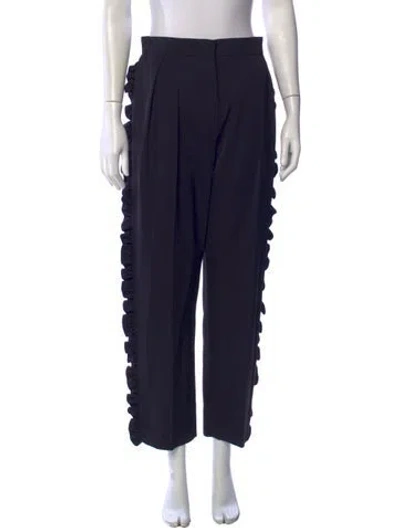 Pre-owned Max Mara Virgin Wool Straight Leg Pants In Blue