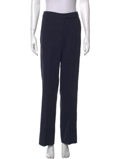 Pre-owned Max Mara Virgin Wool Straight Leg Pants In Blue