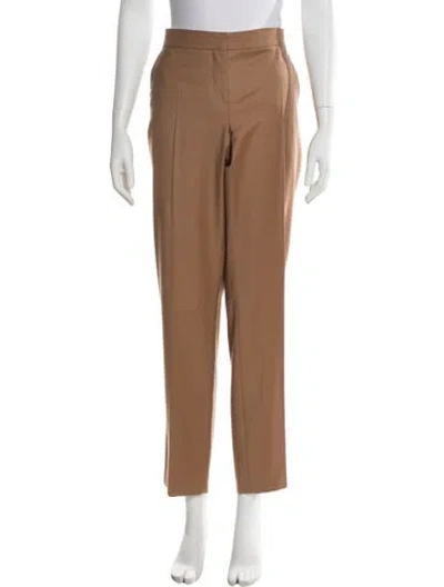 Pre-owned Max Mara Virgin Wool Straight Leg Pants In Brown