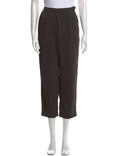 Pre-owned Max Mara Virgin Wool Straight Leg Pants In Brown