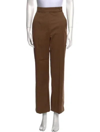Pre-owned Max Mara Virgin Wool Straight Leg Pants In Brown