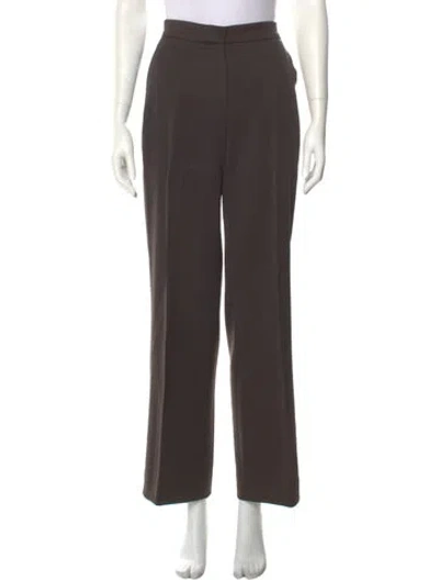 Pre-owned Max Mara Virgin Wool Straight Leg Pants In Brown