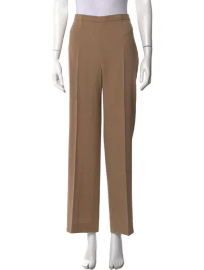 Pre-owned Max Mara Virgin Wool Straight Leg Pants In Brown