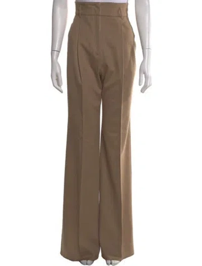 Pre-owned Max Mara Virgin Wool Straight Leg Pants In Brown