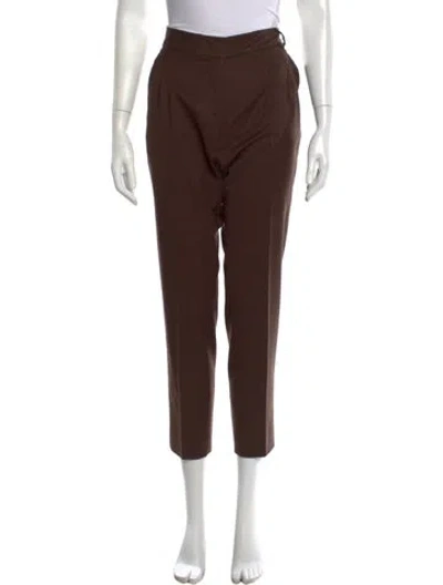 Pre-owned Max Mara Virgin Wool Straight Leg Pants In Brown