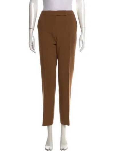 Pre-owned Max Mara Virgin Wool Straight Leg Pants In Brown