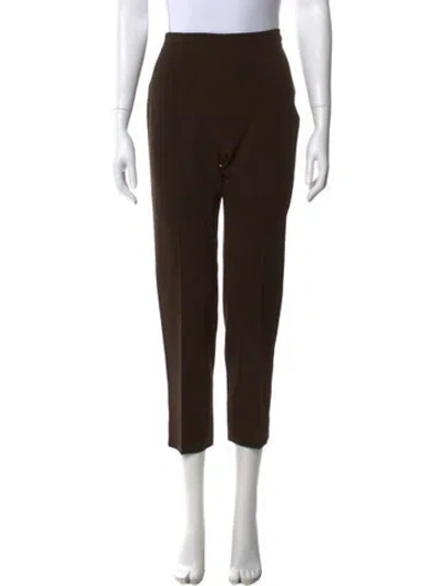 Pre-owned Max Mara Virgin Wool Straight Leg Pants In Brown