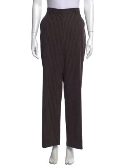Pre-owned Max Mara Virgin Wool Straight Leg Pants In Brown