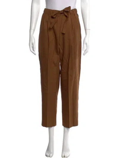 Pre-owned Max Mara Virgin Wool Straight Leg Pants In Brown