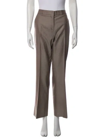 Pre-owned Max Mara Virgin Wool Straight Leg Pants In Brown