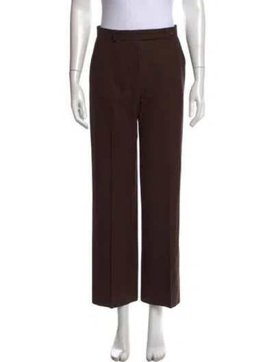 Pre-owned Max Mara Virgin Wool Straight Leg Pants In Brown