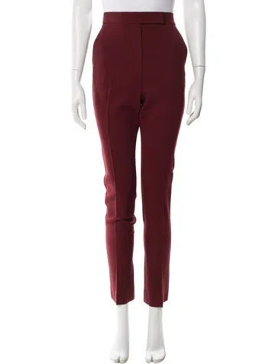 Pre-owned Max Mara Virgin Wool Straight Leg Pants In Burgundy