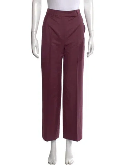 Pre-owned Max Mara Virgin Wool Straight Leg Pants In Burgundy