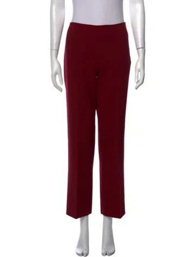 Pre-owned Max Mara Virgin Wool Straight Leg Pants In Burgundy