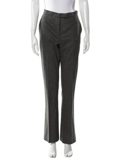 Pre-owned Max Mara Virgin Wool Straight Leg Pants In Gray