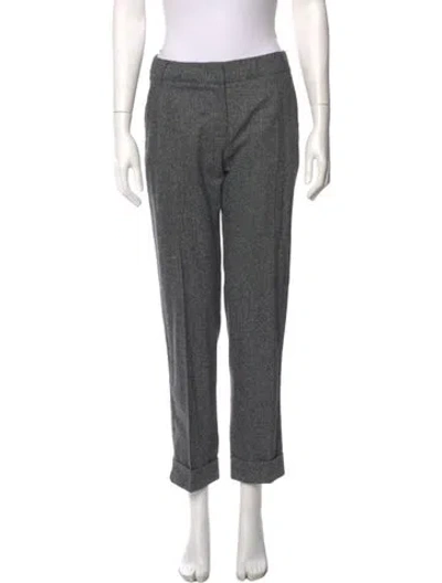 Pre-owned Max Mara Virgin Wool Straight Leg Pants In Gray