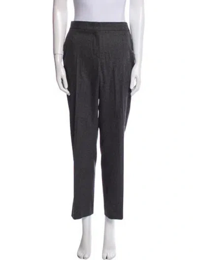Pre-owned Max Mara Virgin Wool Straight Leg Pants In Gray