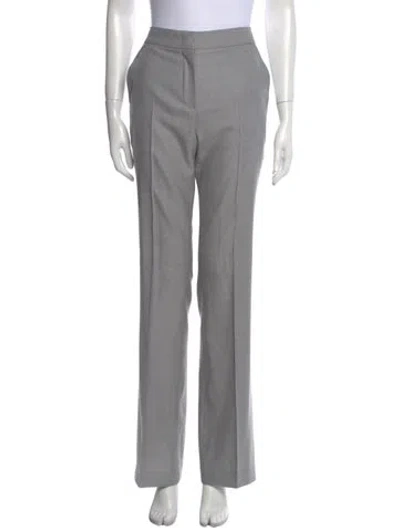 Pre-owned Max Mara Virgin Wool Straight Leg Pants In Gray