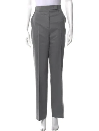 Pre-owned Max Mara Virgin Wool Straight Leg Pants In Gray