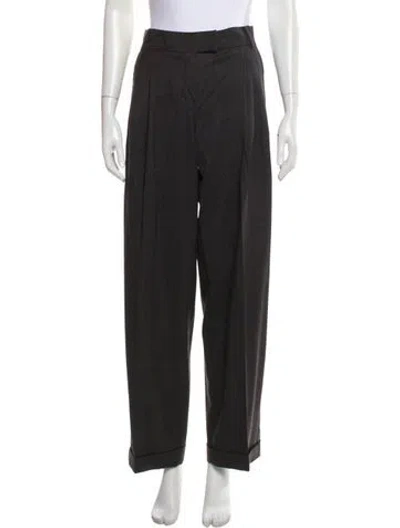 Pre-owned Max Mara Virgin Wool Straight Leg Pants In Gray