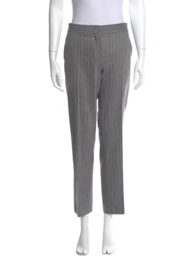 Pre-owned Max Mara Virgin Wool Straight Leg Pants In Gray