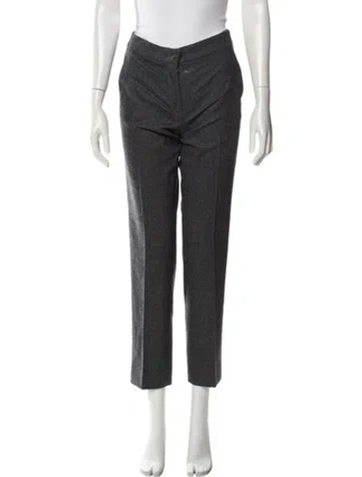 Pre-owned Max Mara Virgin Wool Straight Leg Pants In Gray