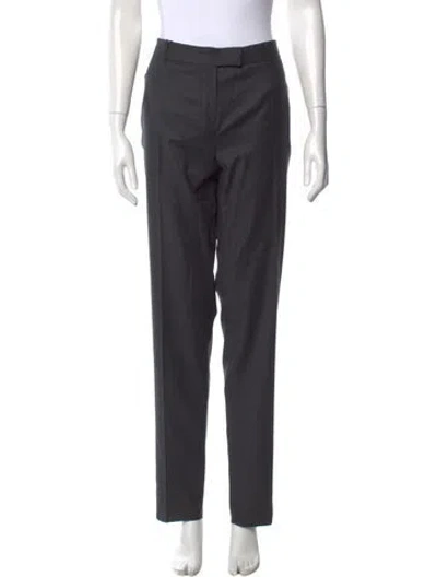 Pre-owned Max Mara Virgin Wool Straight Leg Pants In Gray