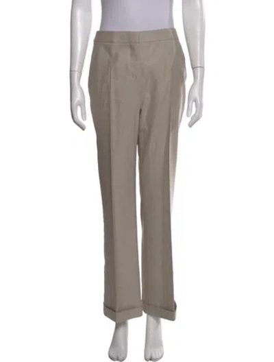 Pre-owned Max Mara Virgin Wool Straight Leg Pants In Gray