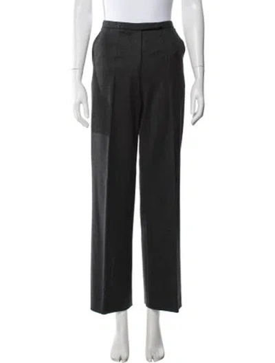 Pre-owned Max Mara Virgin Wool Straight Leg Pants In Gray