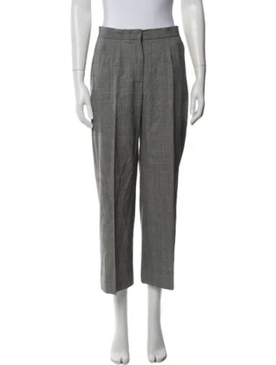 Pre-owned Max Mara Virgin Wool Straight Leg Pants In Gray