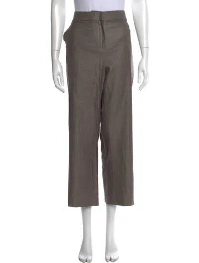 Pre-owned Max Mara Virgin Wool Straight Leg Pants In Gray